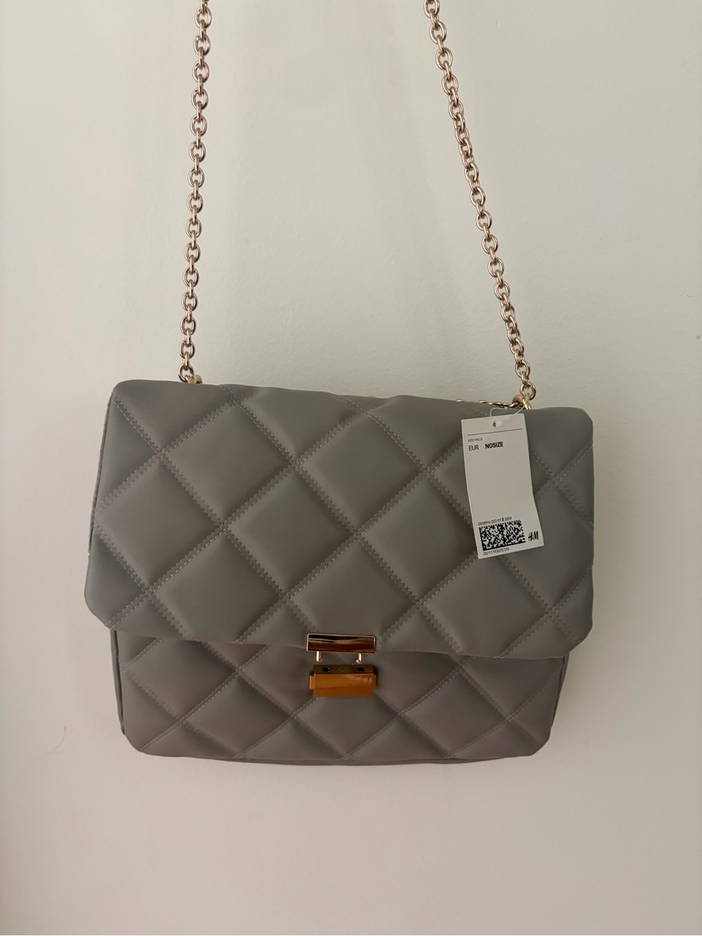 Brand New Gray H&M Quilted Chain Shoulder Bag